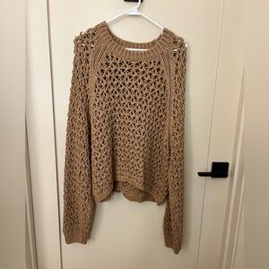 Z Supply Women's Brown Open-Knit Sweater